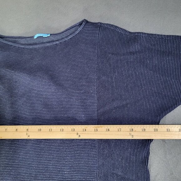 J. McLaughlin Women's Ribbed Knit Sweater Navy Blue Cotton Cashmere Blend SZ S - Picture 6 of 8